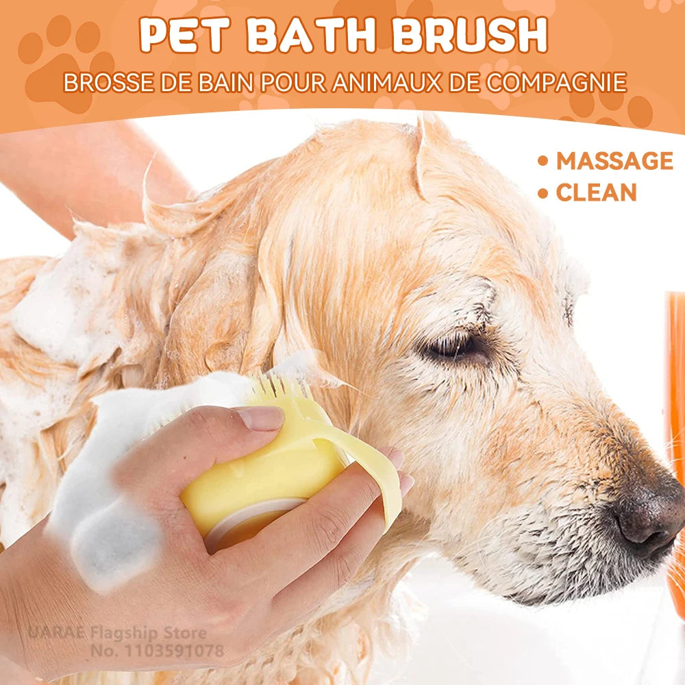 🐾 Escova de Banho Petnoma – Massageia e Distribui Shampoo para Cães e Gatos
